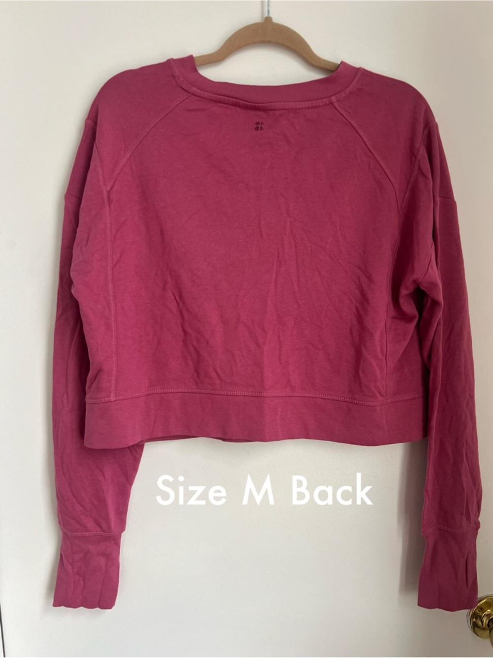 NWT Sweaty Betty After Class Crop Sweatshirt in Adventure Pink with Thumbholes - Picture 12 of 16
